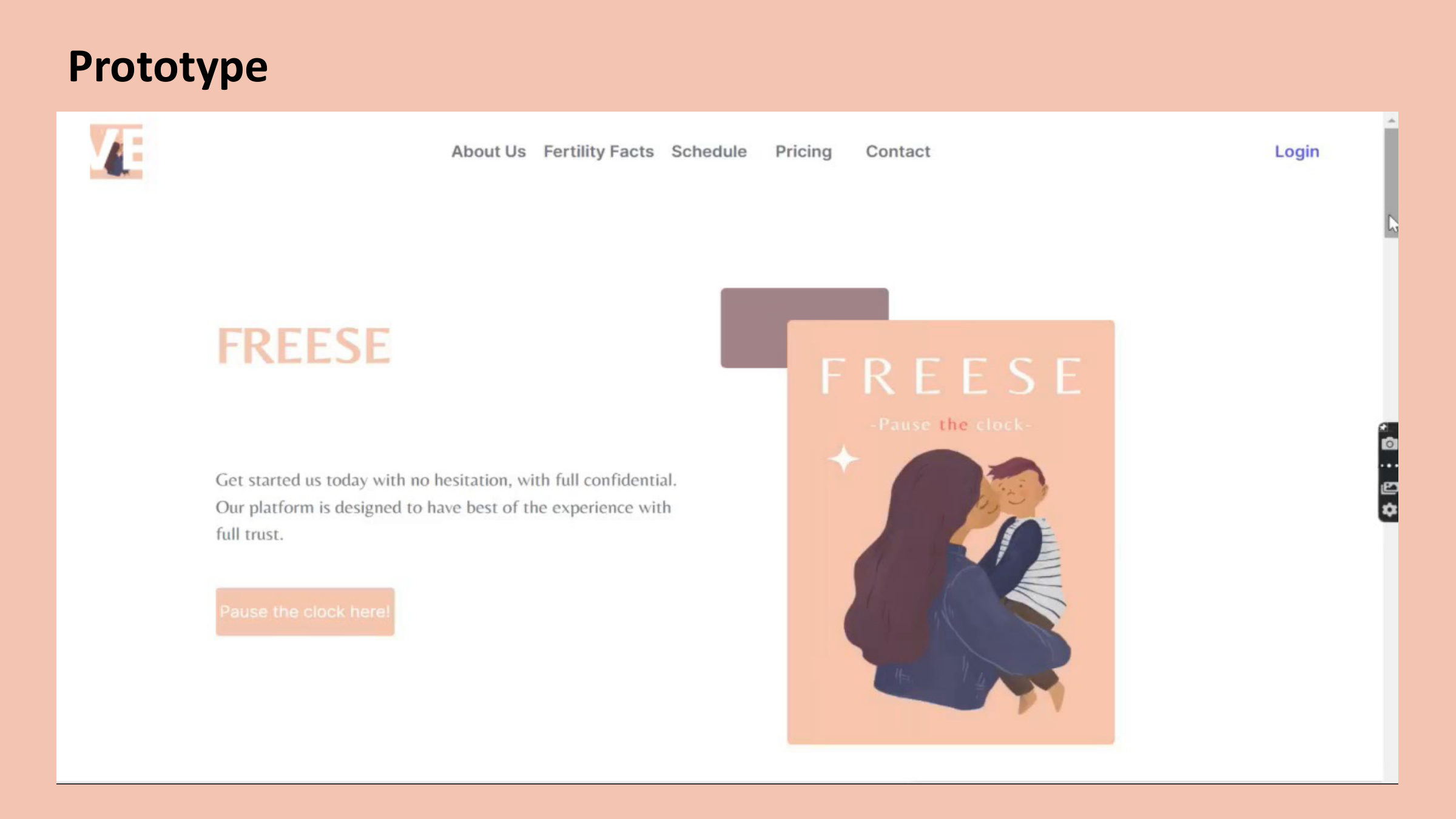 Freese no-code MVP prototype showing homepage with navigation